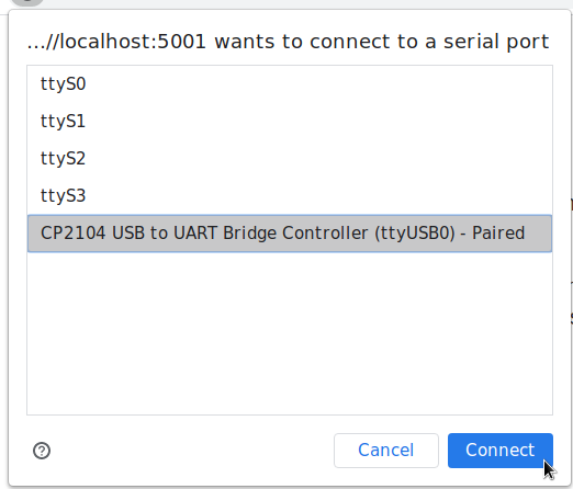 Tell your webbrowser which serial port to use.